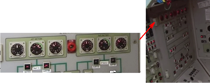 Fig 7c. These battey instruments are on the upper part of the console to the left of the helmsman.